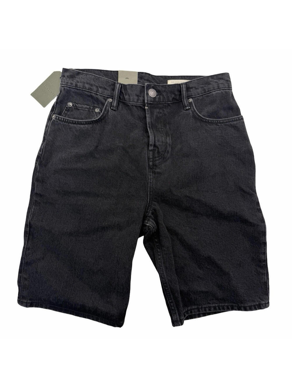 AllSaints Alva Relaxed Jean Shorts Denim Washed Black Size 30 W
